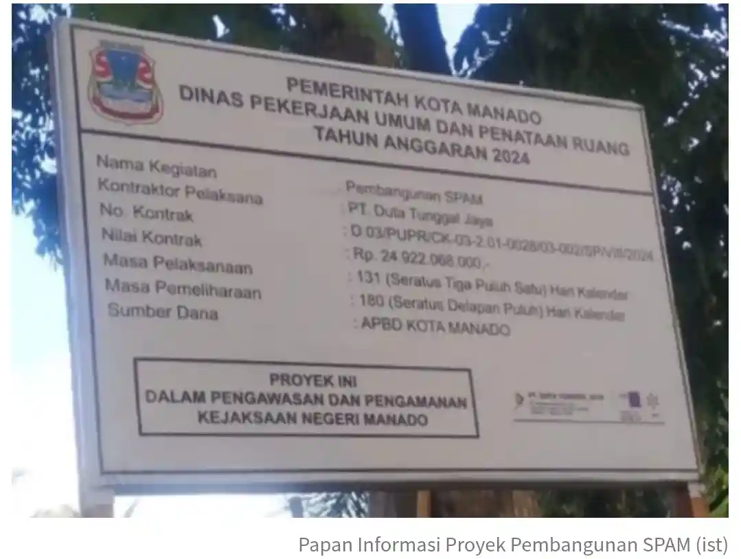 Papan Proyek SPAM Lotta Pineleng Tahun Anggaran 2024